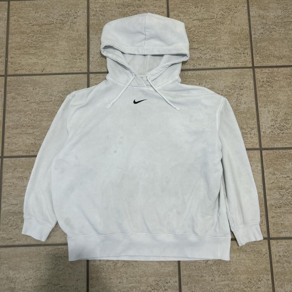 Nike Men's White and Grey Hoodie